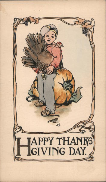 Happy Thanksgiving Day - Boy Holding Turkey Children