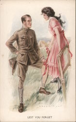Lest You Forget - Soldier and Woman Postcard