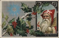 A Jolly Christmas - Santa Claus and the Star of Bethlehem Postcard