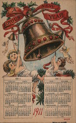 Angels Ringing the New Year Bell Postcard