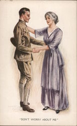 "Don't Worry About Me" - Soldier and Woman Archie Gunn Postcard Postcard Postcard