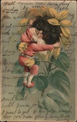 Gnome Hugging a Sunflower Postcard
