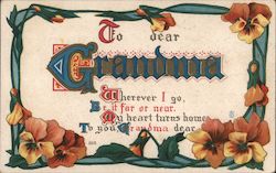 To Dear Grandma - Flowers Postcard