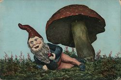 Gnome Under Mushroom Postcard