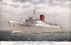 T.S.S. Ocean Monarch, Furness Withy Line - Ship Postcard