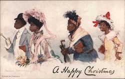 Tuck's Oilette Colored Folks 2723 - A Happy Christmas / Church Parade Postcard