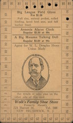 Wolk's Family Shoe Store / Punched Card for Recording Purchases Postcard