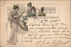 Chinese women standing around talking Postcard