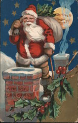 Santa by the Chimney Postcard