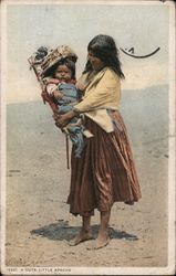 Woman Holding Baby "A Cute Little Apache" Native Americana Postcard Postcard Postcard