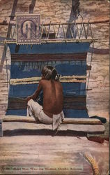 Hopi Man Weaving Blanket - Oraibi, Arizona Postcard