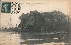 French Battleship Liberté After its Explosion Postcard
