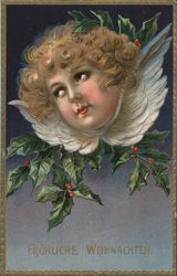 A cherub faced child looking to their left and upwards Postcard