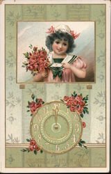 A Little Girl Holding a Bouquet of Flowers Postcard