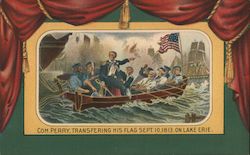 Men rowing a boat with an American flag raised in the back Patriotic Postcard Postcard Postcard
