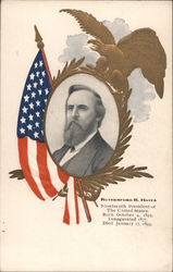 Rutherford B. Hayes - oval portrait w/ American flag and eagle Postcard