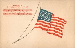 America (My Country 'Tis of Thee) Patriotic Postcard Postcard Postcard