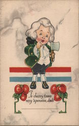 George Washington as a child, w/ hatchet and cherries Postcard