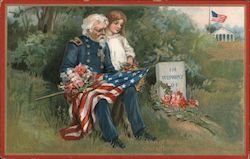 Tuck's Decoration Day 173 - Veteran w/ Flag and Girl at Gravesite Postcard