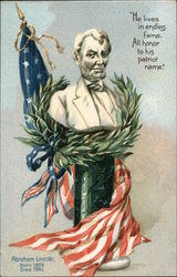 Tuck's Decoration Day 107 - Bust of Lincoln w/ American Flag and Wreath Postcard