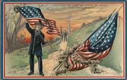 Veteran waving flag Memorial Day Postcard Postcard Postcard