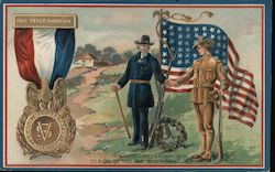 Tuck's Decoration Day 158 - Filii Veteranorum Medal, Old Glory and Soldiers Postcard