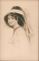 A Woman Wearing a Hat Women Postcard Postcard Postcard
