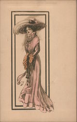 Young woman in fashionable dress Postcard