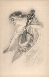 A Woman Playing the Cello Postcard