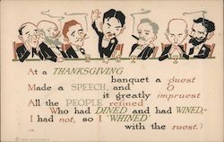 Thanksgiving - Multiple Men Sitting at a Bar, Smoking and Drinking Postcard