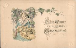 Best Wishes For a Happy Thanksgiving - Woman Holding Dead Turkey Postcard