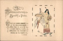 All Thanksgiving Bounty Be Thine - Native Woman Holding Turkey Postcard