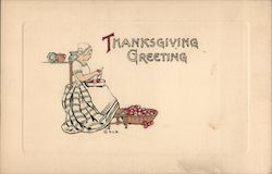 Thanksgiving Greeting - woman peeling apples Women Postcard Postcard Postcard