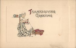 Thanksgiving Greeting - woman peeling apples Postcard