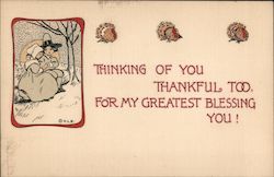 Two Pilgrims With Turkeys Postcard