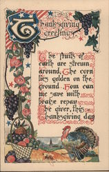 Thanksgiving Greetings poem Postcard Postcard Postcard