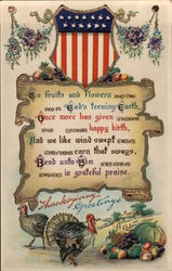 Emblem of a flag Thanksgiving Postcard Postcard Postcard