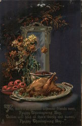 Happy Thanksgiving - A Turkey and a Feast Turkeys Postcard Postcard Postcard