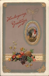 Thanksgiving Greetings - Turkey, Fruit Postcard