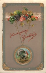 Happy Thanksgiving - Turkey, Fruit Postcard