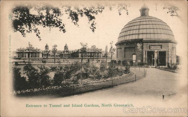 Entrance to Tunnel and Island Gardens, North Greenwich London England