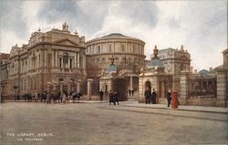 The Library, Dublin. Via Holyhead. Postcard