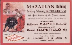 8th Great Corrida of the Formal Season - Mazatlan Bullring Mexico Postcard Postcard Postcard