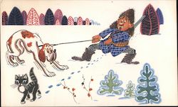 Russian cartoon of a winter scene Postcard