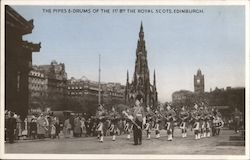 The pipes e-drums of the 1st Bth The Royal Scots, Edinburgh Scotland Postcard Postcard Postcard