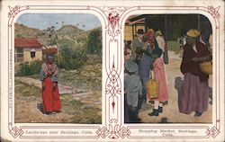 Landscape and Shopping Market Postcard