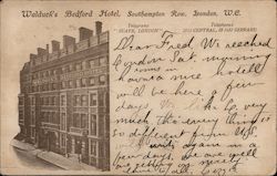 Walduck's Bedford Hotel, Southhampton Row, London W.C. Telegrams "SUAVE, LONDON" Telephones 2115 Central,1632 Gerrard Postcard