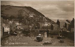 View of Harbor and Village Polperro, England Cornwall Postcard Postcard Postcard