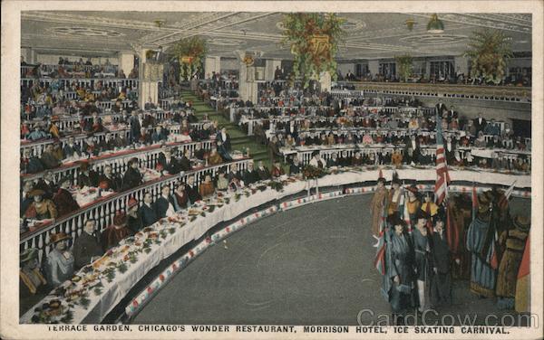 Terrace Garden, Chicago's Wonder Restaurant, Morrison Hotel. Ice Skating Carnival Illinois