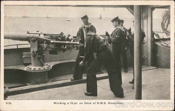 Working a 12 pier on Deck of H.M.S. Hindustan England